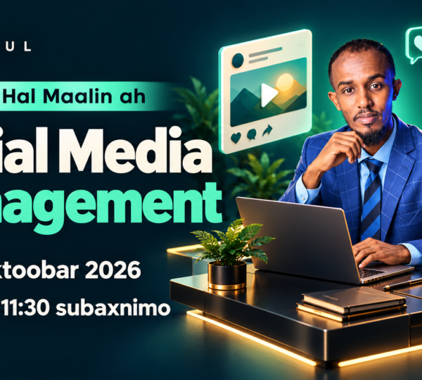 Tababarka Social Media Management ee MyIskuul, 15 Oktoobar 2026, 9:00 ilaa 11:30 subaxnimo.